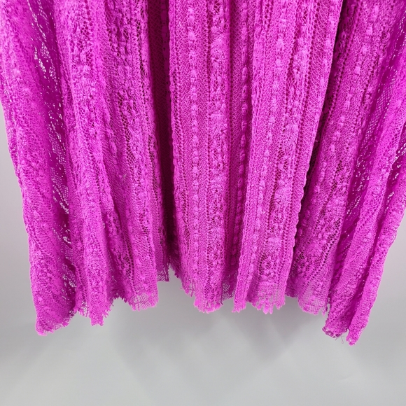 Free People Pink Floral Lace Swing Dress Mini Boho Cottagecore Prairie V-Neck - Picture 3 of 7